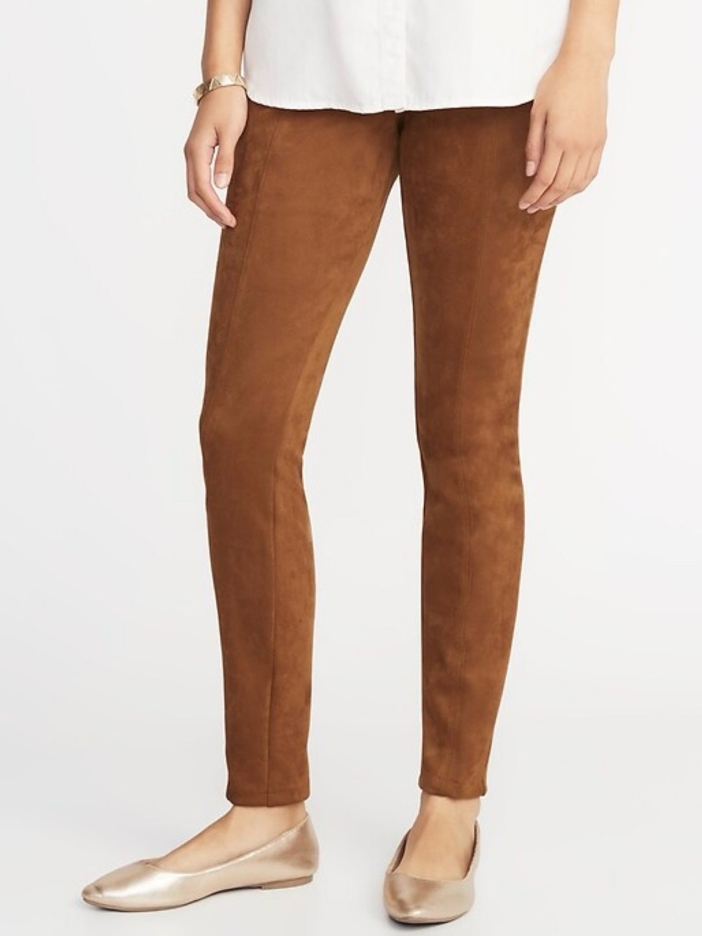 Old Navy High-Waisted Stevie Brown Suede-Look Skinny Pants - Women